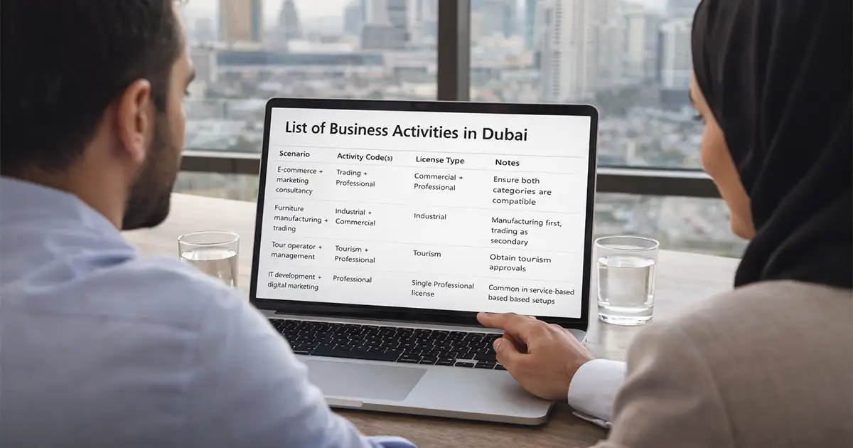 List of Business Activities in Dubai